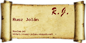 Rusz Jolán névjegykártya